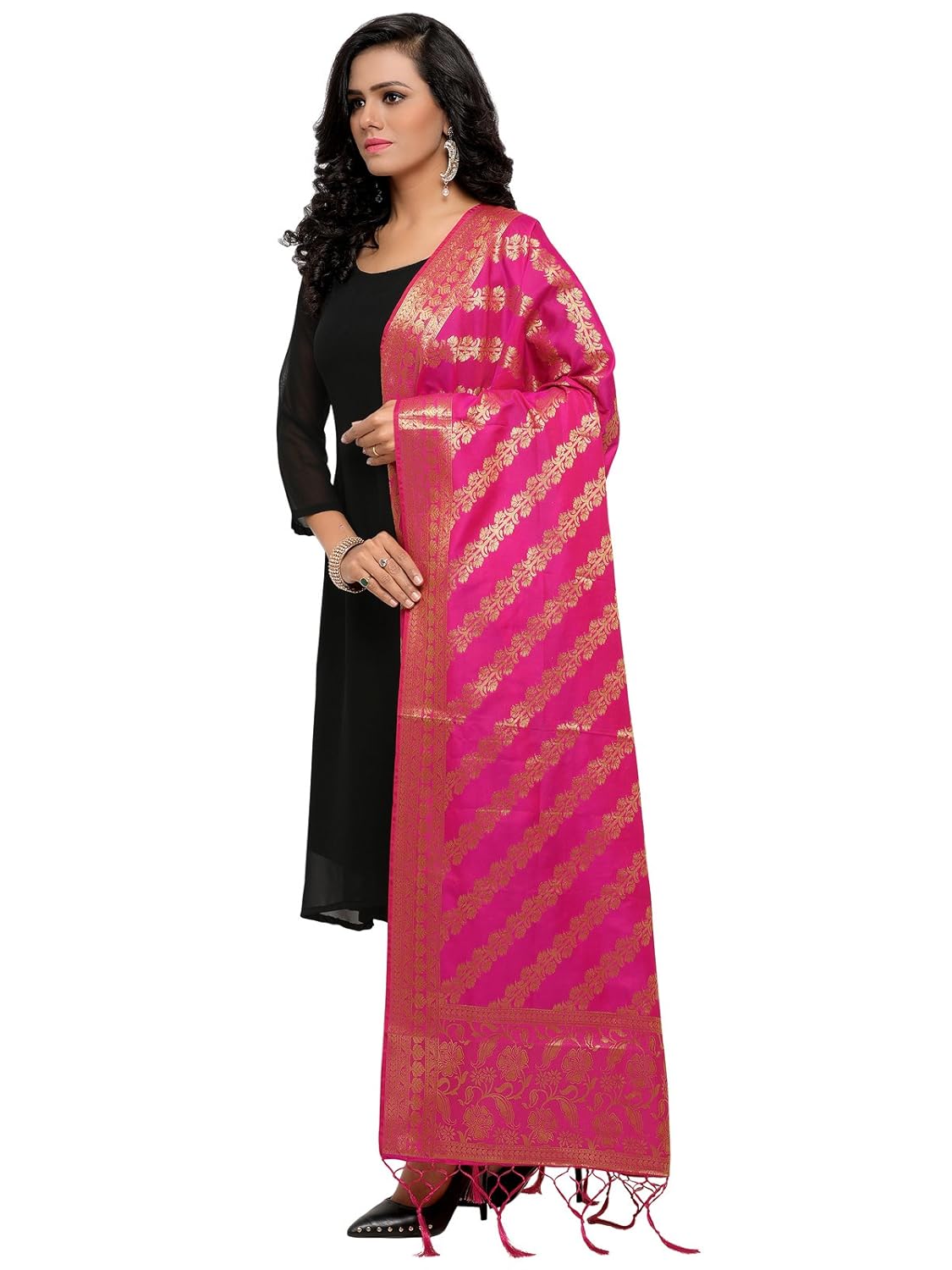 varayu women's woven banarasi poly silk dupatta(6fdj463-p)