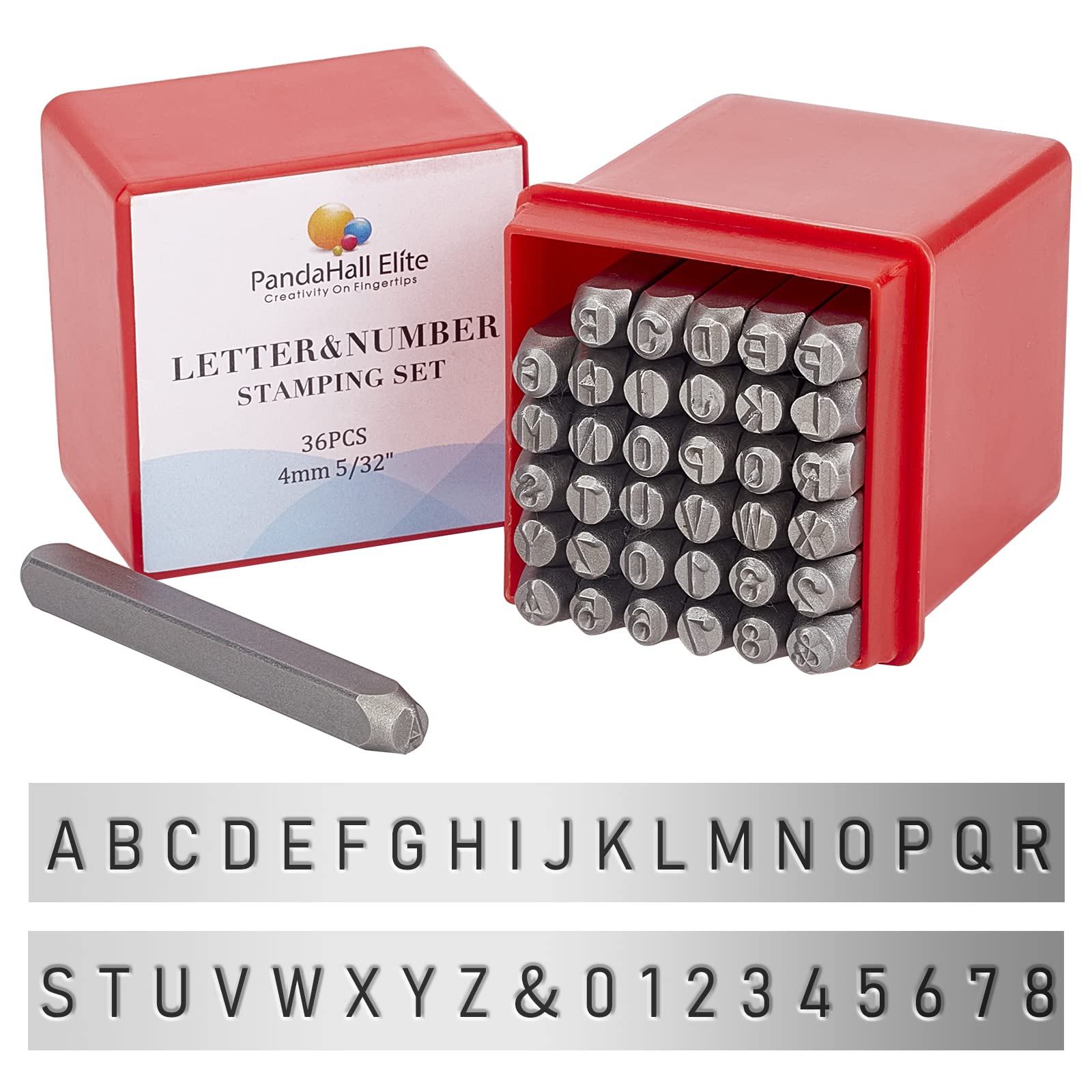 PH PandaHall 36pcs Iron Alphabet & Number Seal Stamps, Metal Stamps for DIY Arts, Crafts, Jewellery, Leather, 4mm
