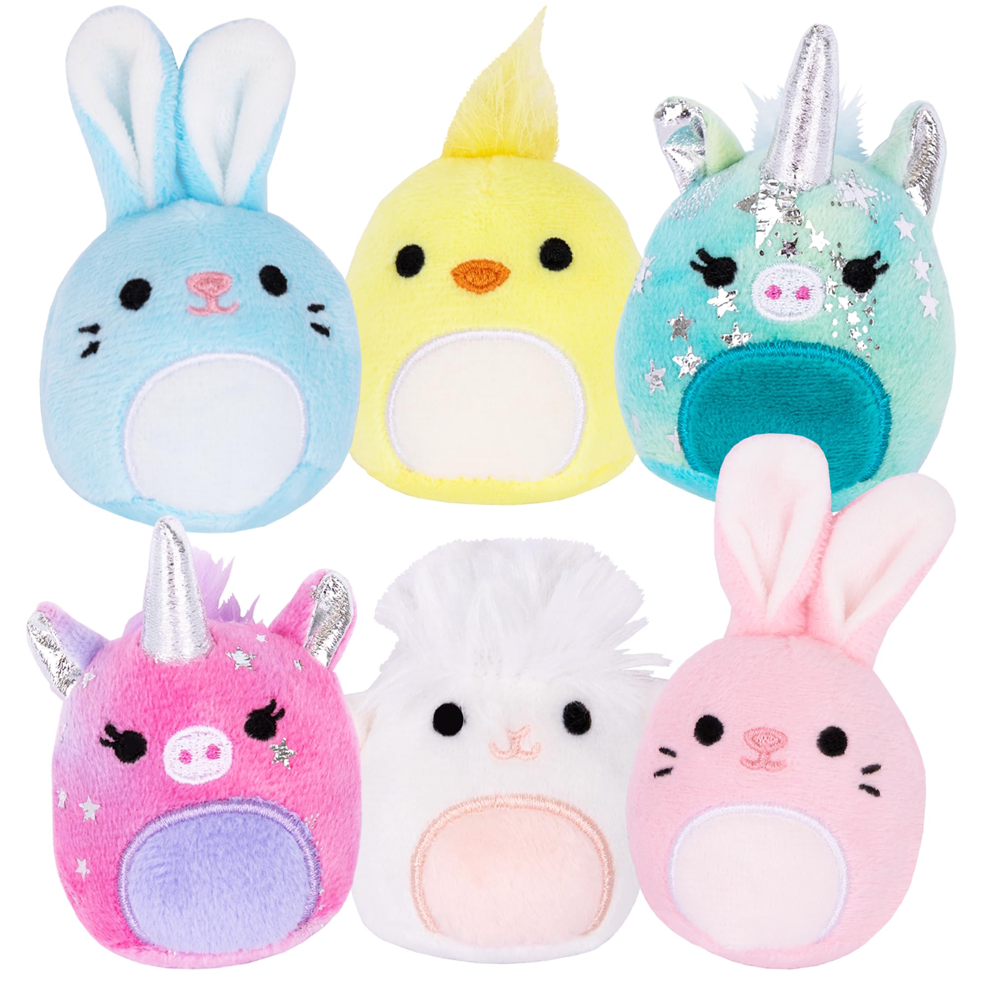 ArtCreativity Bulk Easter Stuffed Animals - Set of 6 Plush Easter Toys - Stuffed Animals for Kids in Pastel Colors - Chick, Bunny, Unicorn, and Lamb Designs - Easter Basket Stuffers for Ages 3 and Up