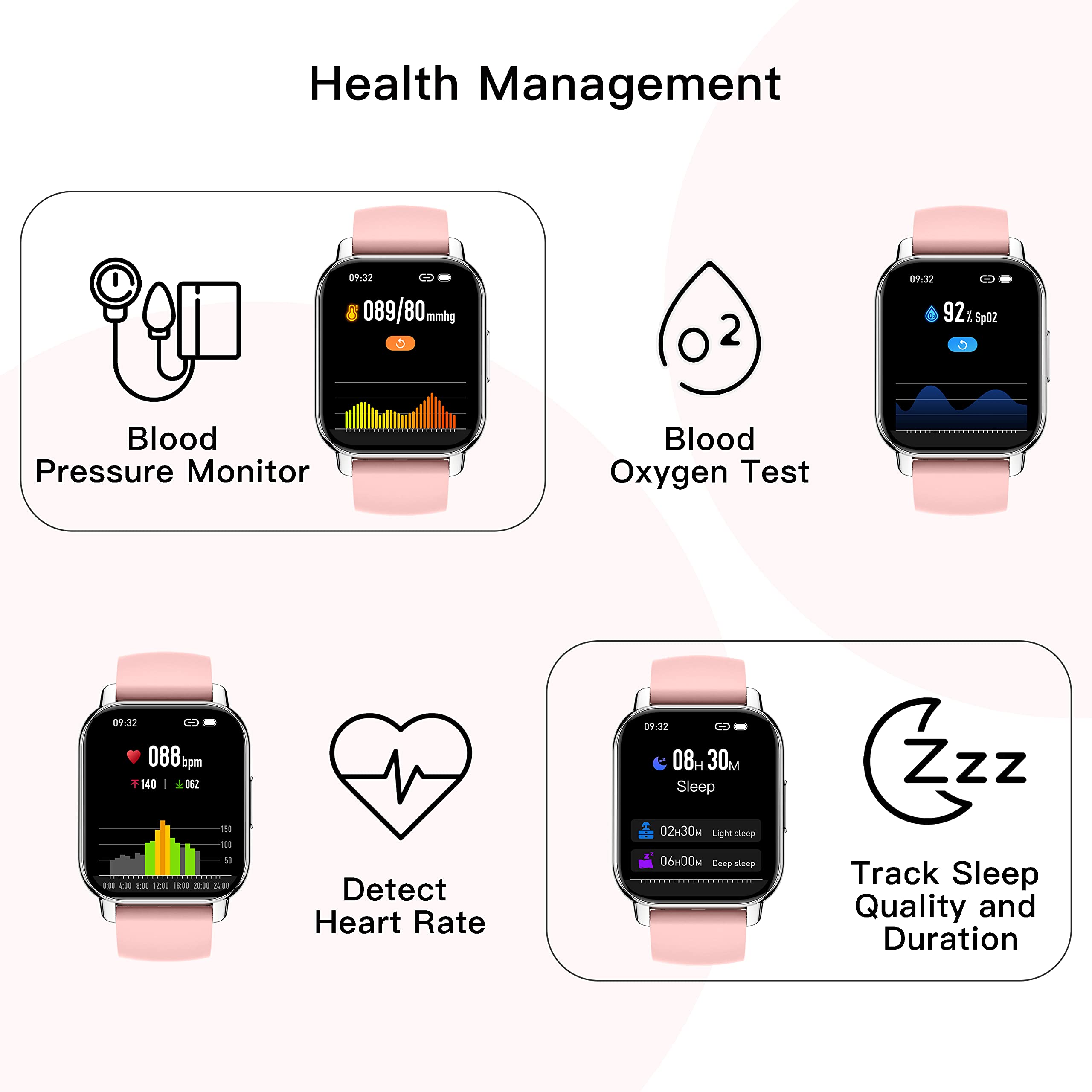 Popglory Smart Watch Answer/Make Calls, 1.85'' Smartwatch with AI Voice Control, Blood Pressure/SpO2/Heart Rate Monitor, Fitness Tracker Watch 2 Straps for Men Women for iOS Android Phones