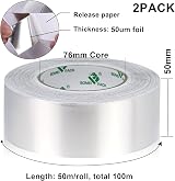 BOMEI PACK Aluminum Foil Tape 50 mm x 50 m High Temperature Heat Resistant view 2