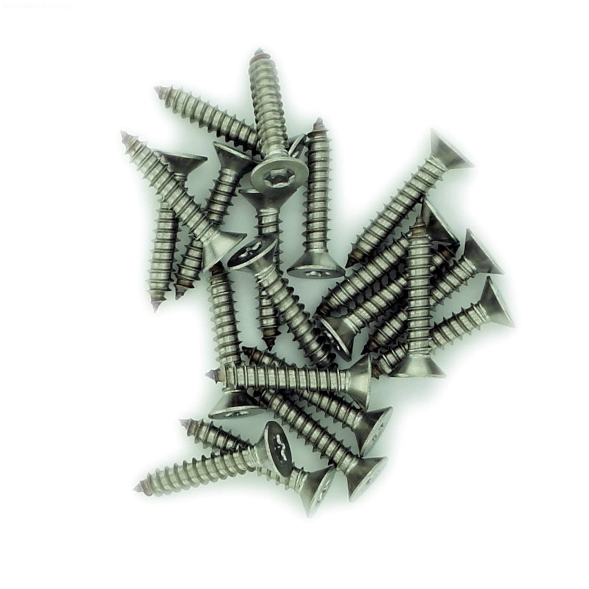 No.2 x 0.375 (2.2mm x 9.5mm) TX Countersunk Self-Tapping Screw - Stainless Steel (A2) (Pack of 20)