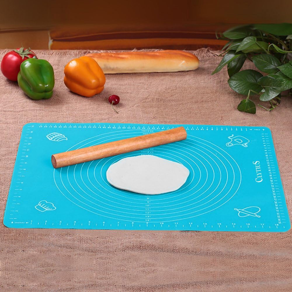 Clytius Blue Large - Silicone Premium Quality Baking Mat for Pastry Rolling with Measurement (40*50cm) ,Chef Special, Non Stick, Non Slip,(Pack of 1)