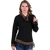Gamboa Alpaca Sweaters for Women with Hood Lightweight Ladies Knit Hooded Sweater Womens Black and Brown