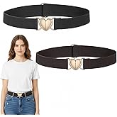 LXUEJIE 2 Pack Toddler Belt Girl, Adjustable Elastic Waist Belts With Heart Buckle, Woven Stretch Fashion Band For Toddlers And Girls, Comfortable Fit For Dresses And Pants