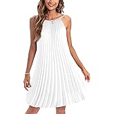 Ellames Women's 2026 Summer Spaghetti Strap Pleated Casual Swing Dress with Belt