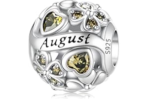 HappyStar 925 Sterling Silver Four Leaf Clover Bead Charm with Cubic Zirconia Birthstone Charms for Bracelets Dangle Pendant 