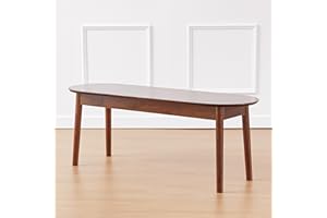 Livinia Aslan 47" Malaysian Oak Round Wooden Dining Bench/Solid Wood Bedroom Entry Way Kitchen Corridor Bench (Walnut)