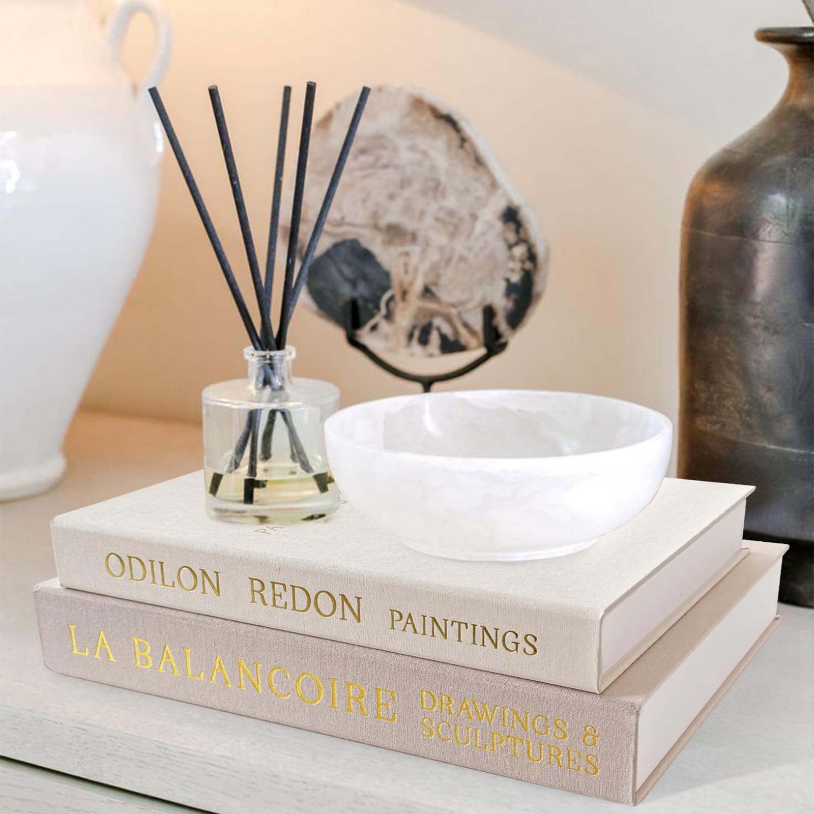 Photo 1 of Aesthetic Decorative Books - Ideal for Coffee Table, Bookshelf & Mantle Decor - Set of 2 Linen Fake Book Boxes for Modern Home Decoration - Photo & Keepsake Storage, Beige