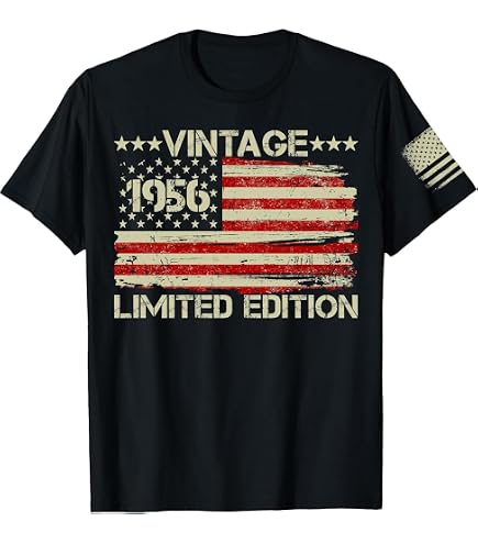 Vintage 1956 Limited Edition T-Shirt Long Sleeve T-Shirts Cotton