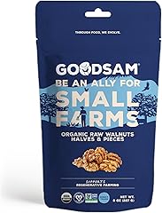 GoodSAM Raw Organic Walnut Halves & Pieces, 8oz Pouch Unsalted, Gluten-Free, Non-GMO, Vegan, Keto-Friendly, Sourced from Rege