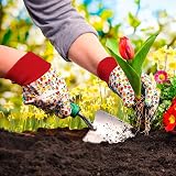 Grantop Gardening Gloves for Women 2 Pairs Floral Non-Slip Elastic Cuffs view 6