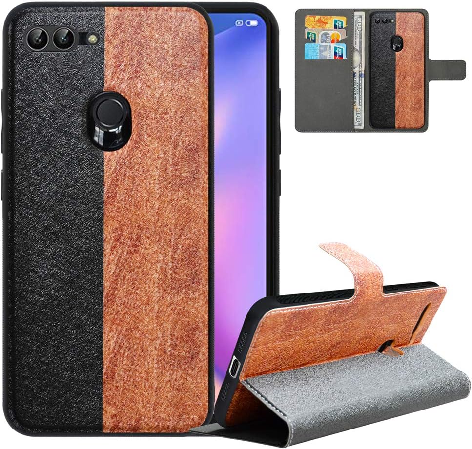 LFDZ Compatible with Xiaomi Mi 8 Lite Case, PU Leather Xiaomi Mi 8 Lite Wallet Case with [RFID Blocking], 2 in 1 Magnetic Detachable Flip Slim Cover Case for Xiaomi Mi 8 Lite,Black/Brown