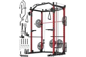 GarveeLife Power Cage, Multi-Functional Power Racks for Home Gym with Cable Crossover System, 1600 LBS Weight Capacity Fitness Squat Rack for Strength Workout with More Training Attachment