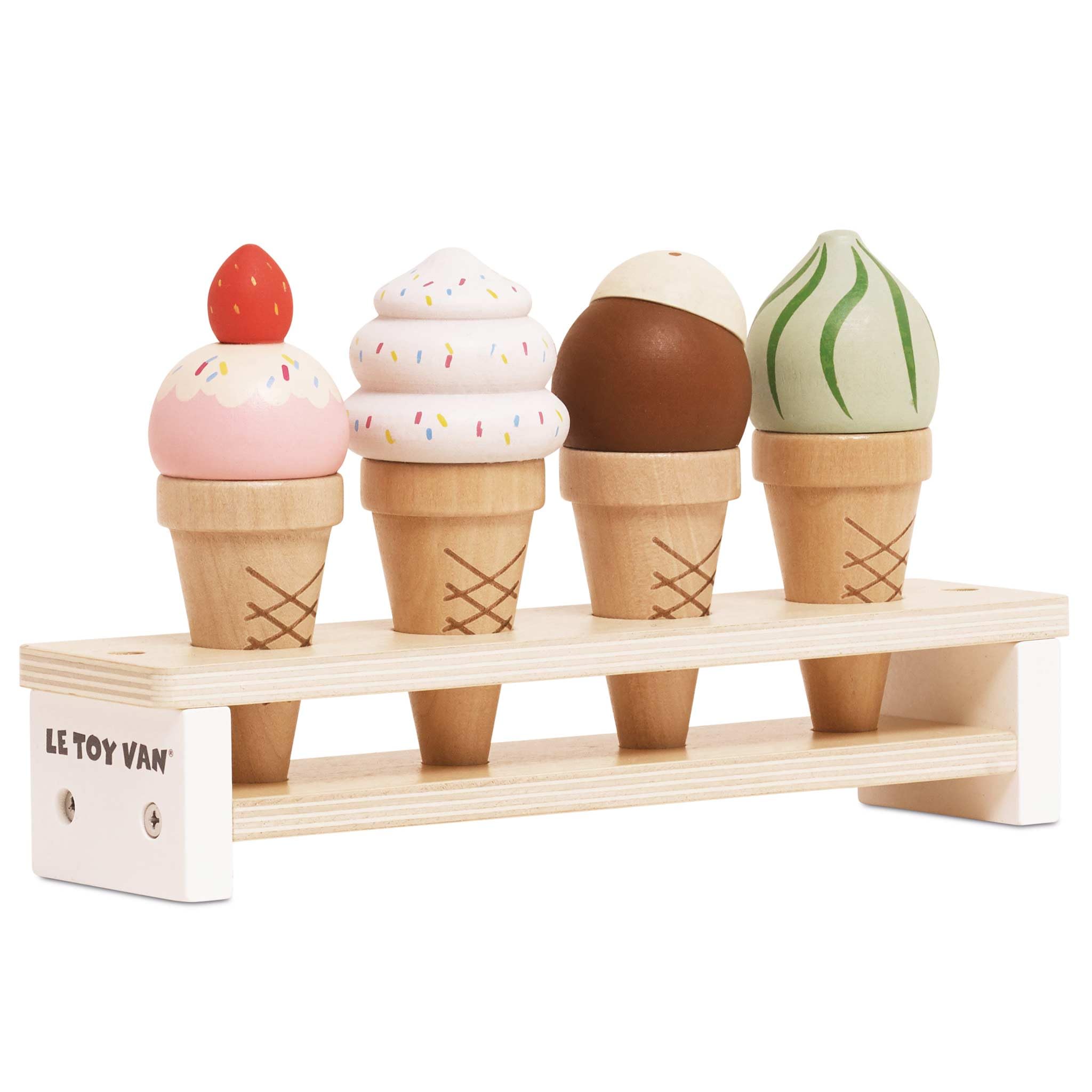 Le Toy Van - Educational Wooden Toy Honeybake Ice Creams Pretend Play Kids Playset | 6 Pieces - Great Gifts For A Boy Or Girl - Best for 2, 3, 4 and 5 Year Olds, Ic Cream