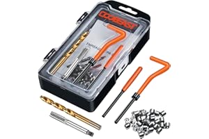 coobeast Thread Repair Kit, Thread Repair Tool with HSS Drill Bit & 30pcs 304 Stainless Steel Inserts, Complete Helicoil Rethreading Tool Set for Automotive Engine with Portable Carry Case M6x1.0