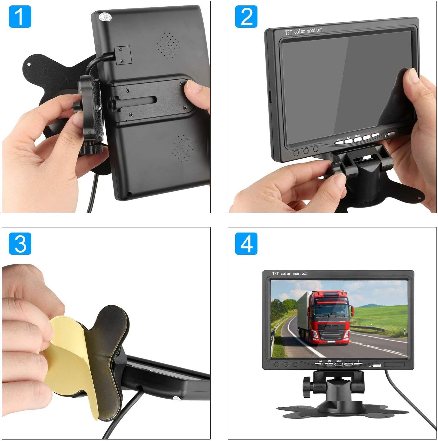 7 Inch Rear View Camera Screen 7-inch High Resolution 800 x 480 TFT LCD Car Rear View Camera Monitor ...