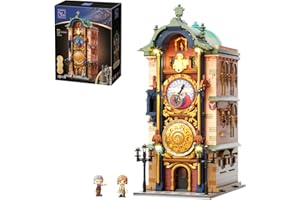 PANTASY Prague Astronomical Clock Building Set, Motorized Architectural Model with LED Lighting, Mechanical Rotating Astronom