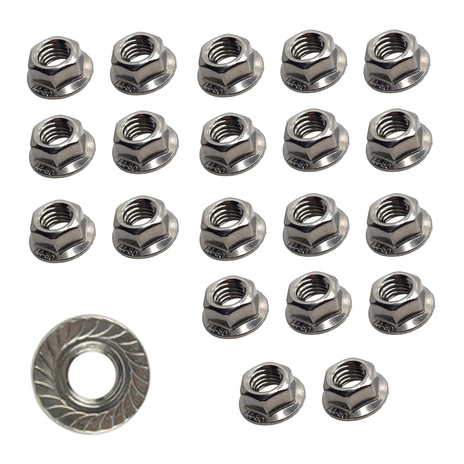 M6 Serrated Flange Nuts Marine Grade Style in A4 Stainless Steel 304 – Corrosion Resistant Fasteners (Pack of 20)