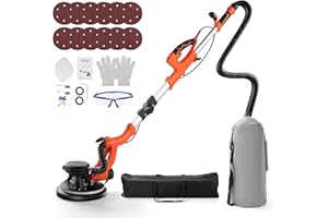 GEARPASS Electric Drywall Sander with Vacuum Dust Collector,1000W 8-Amp Popcorn Ceiling Removal Tool Vacuum, Floor sander with 5 Variable Speed 1000-2100RPM, Extendable Handle,LED Light