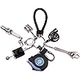 GT//Rotors 8pcs Car Keychain Set - Gunmetal Turbo + Six Speed Shift Gearbox + Spark Plug + Piston + Silver Wrench + Carabiner + Loop Keychain
