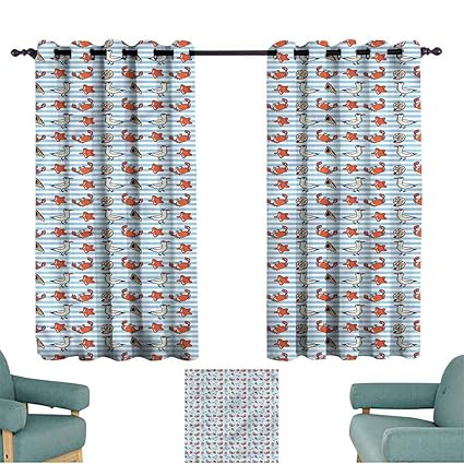 Amazon Com Agoza Kids Curtains Seagulls Nautical Striped Cartoon
