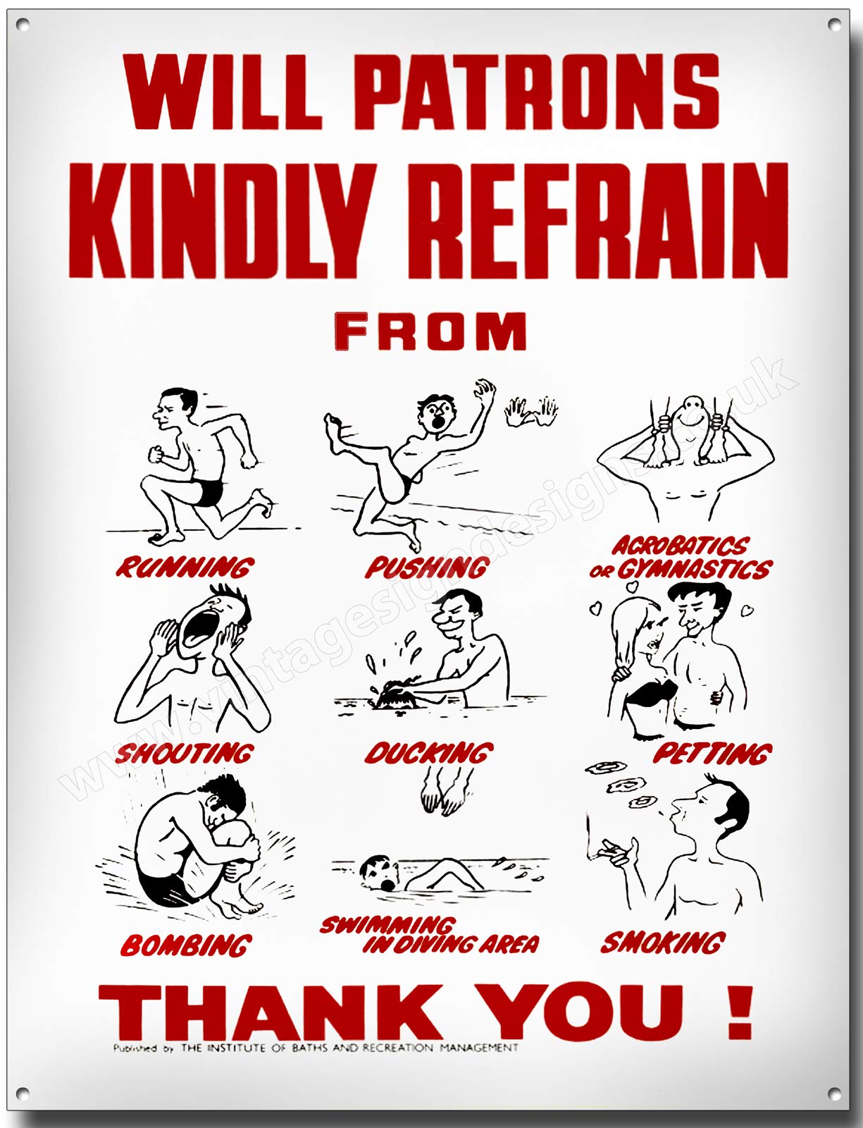 Vintage Sign Designs Metal Sign - OLD STYLE SWIMMING BATHS - Aluminium, Grey/White - Wall Mount - 200mm x 285mm (8" x 11") - Vintage Style - Poolside, Kitchen, Bathroom