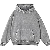 Ogfao Mens Oversized Hoodie Acid Wash Hoodies Women Vintage Sweatshirt Heavyweight Cotton Unisex Retro Pullover Streetwear