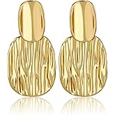 Gold Statement Earrings For Women 18K Gold Plated Sectored Flower Leaf Shell Angel Wing Earring Large Stud Earrings Hypoallergenic Stud