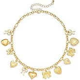 YUJIE Women’s 14k Gold Plated Ocean Charms Necklace Starfish Shell Marine Charms Pendant Choker Necklace, Boho Beach Summer Vacation Accessories