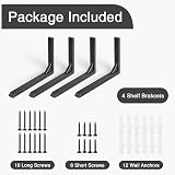 Ouvin Heavy Duty Shelf Brackets 10 Inch 4 Pack Black Iron Wall Mount view 5