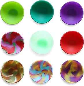 Kingrol 9-Pack Mini Silicone Pinch Bowls, 1.75 Ounce Prep & Serve Bowls, Multi-color