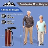 SupreGear Walking Stick Adjustable Folding Cane Khaki Lightweight 85-95 cm view 2