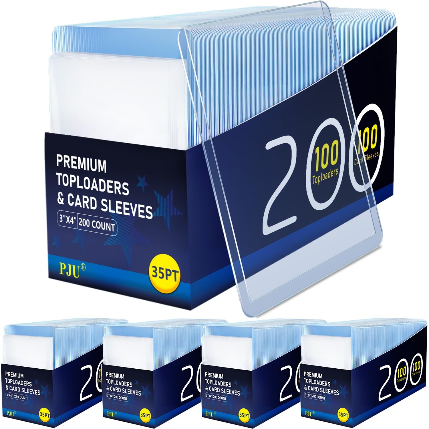 Photo 1 of 1000 Card Sleeves Top Loaders for Cards, Premium Toploaders for Cards, 3"x4" Baseball Card Protectors Hard Plastic, Hard Card Sleeves, Sports Trading Card Holder (500 Toploaders + 500 Penny Sleeve)