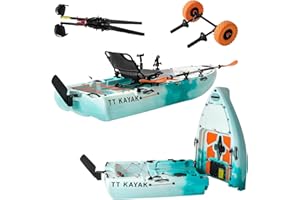 Modular Fishing Kayak with Cart and Paddle, 110in Stable & Portable Sit-on-Top Kayak for Recreation and Fishing, Easy to Tran