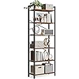 VASAGLE 6-Tier Bookshelf, Bookcase with Steel Frame, Book Shelf for Living Room, Home Office, Study, 11.8 x 26 x 73.2 Inches, Industrial Style, Rustic Brown and Ink Black ULLS062B01