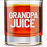 MINIVINE Grandpa Christmas Gifts - Grandfather Christmas Gifts for Grandparents, Great Granddad, Papa, New Promoted To Grandpa from Granddaughter, Grandson, Grandkids - 10oz Whiskey Rock Glass