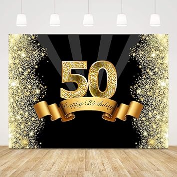 Amazon Com 50th Birthday Backdrop Bokeh Glitter Gold Fifty Photo