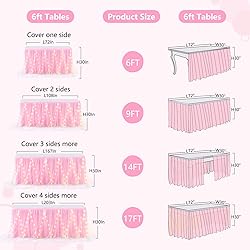 Shillance 9ft Pink Tulle Table Skirt for Rectangle