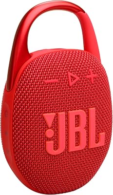 Clip 5, Enceinte Bluetooth ultra-portable, mousqueton intégré, son JBL Pro, basses percutantes, 12 heures d'autonomie, fonction Playtime Boost, résistante à l'eau et à la poussière IP67, en rouge