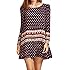 ROMWE Women's Loose Long Sleeve Floral Printed Casual Tunic Dress