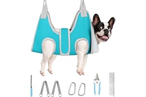 Supet Dog Grooming Hammock for Medium Dogs, Dog Hanging Harness for Nail Trimming Doorframe, Pet Holder Restraint for Clipping Nails, Pet Hoist Sling for Cutting Nails at Home (Blue M)