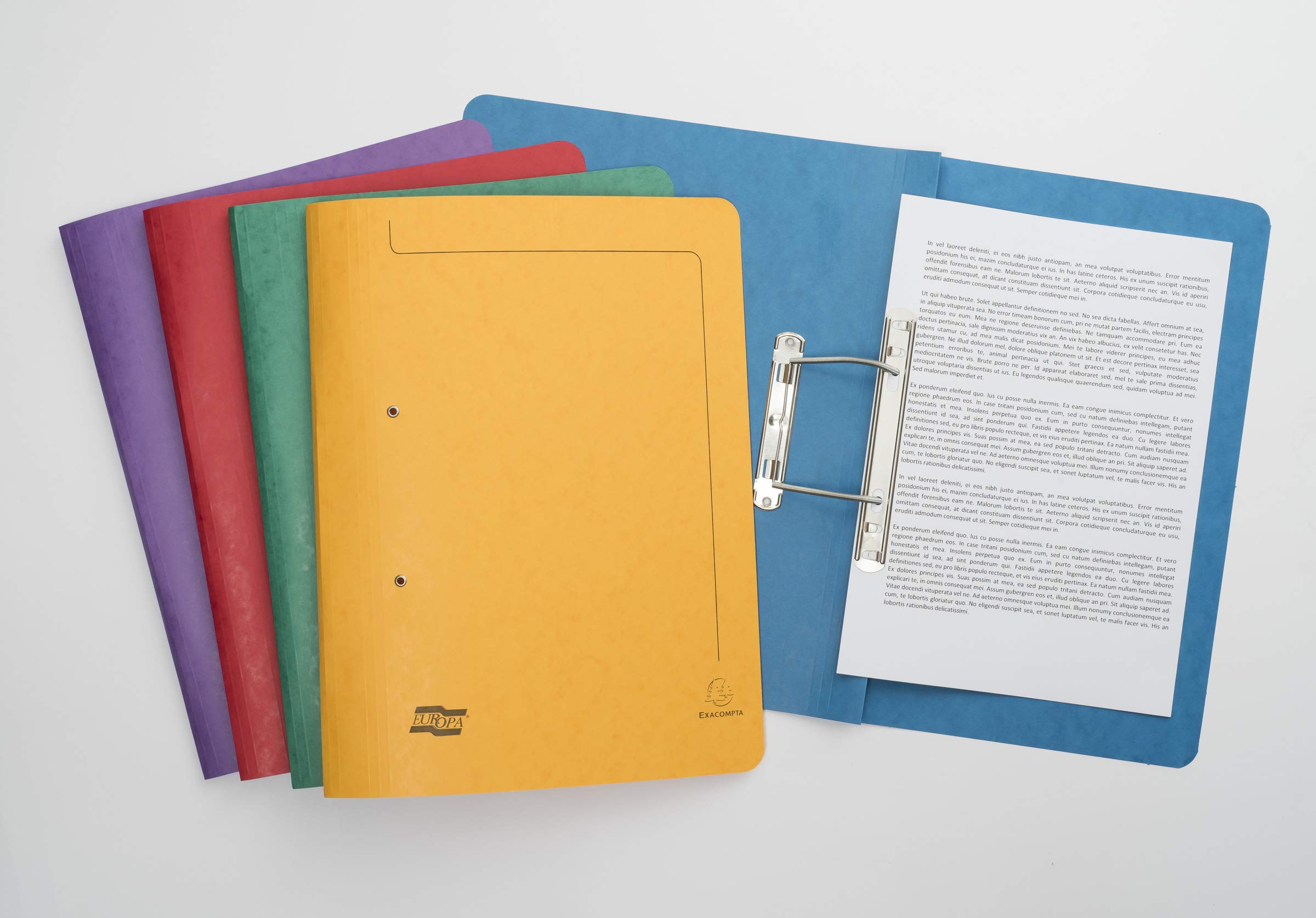 Exacompta - Ref 3000Z - Europa - Spiral File, 350 x 250mm, 300 Micron Hardwearing Mottled Pressboard, Holds 150 Sheets of A4 Paper, Spring Mechanism - Assorted Colours, Pack of 25