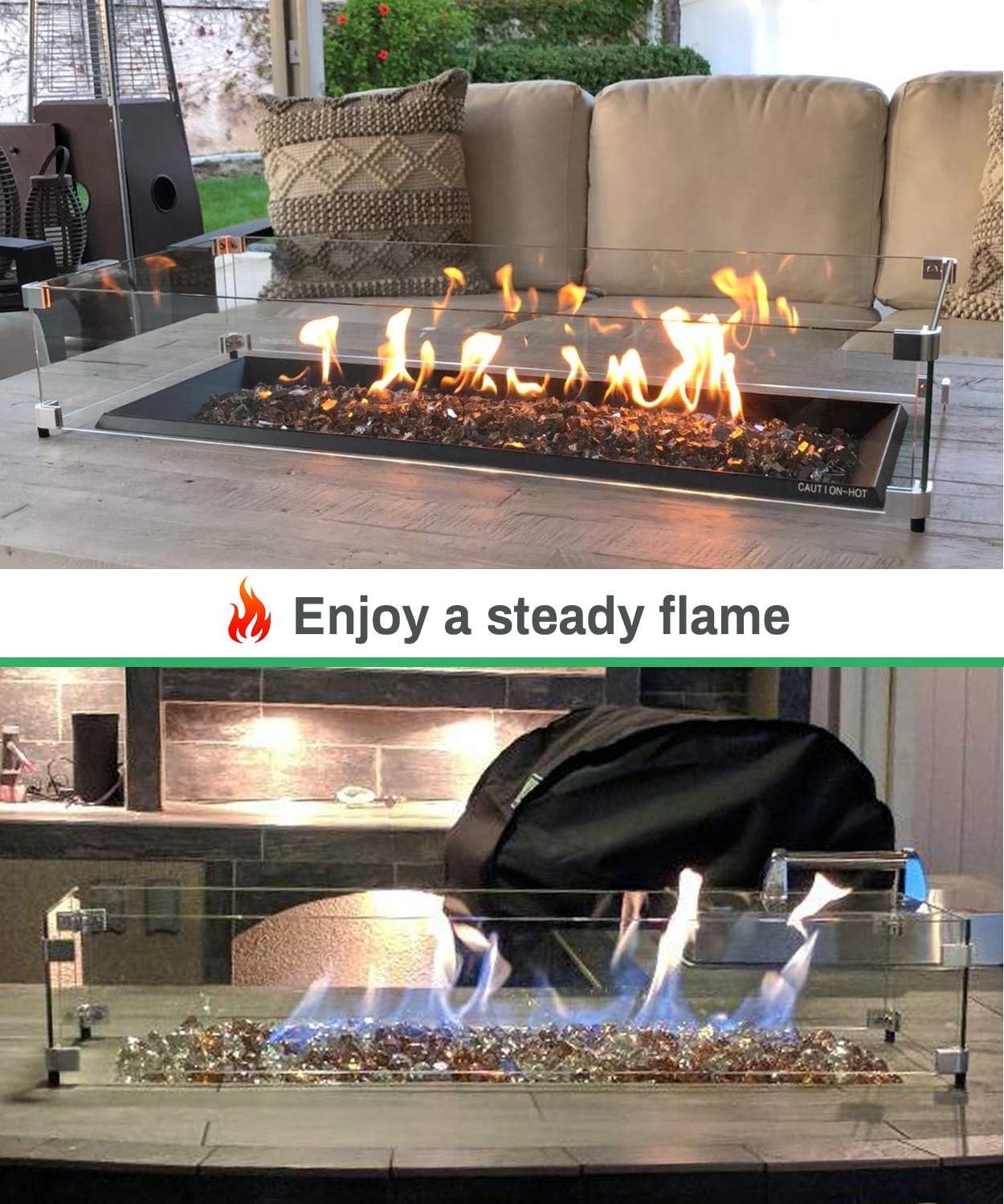 outlander portable propane fire pit on Patio Lawn Garden Gaspro 29 X 13 X 6 Rectangular Fire Pit Glass Wind Guard Clear Tempered Glass Wind Guard 5 16inch Thickness Replacement For Outland Series 401 Outdoor Propane Fire Pit