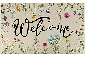 Hxezoc 17 x 29 Inch Wild Flowers Spring Floral Doormat, Summer Home Welcome Decor Doormat Decorative Door Mat Low-Profile Flo