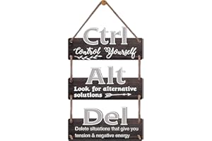 EXQUIDECA Ctrl Alt Del Motivational Wall Hanging Sign 3pcs - Affirmation Inspirational Wall Art For Home Office Living Room Bedroom Plaques Control Yourself