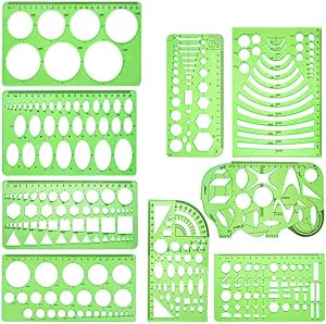 9 PCS Drawing Templates Plastic Rulers Multi-Function Measuring Rulers with French Curve Ruler,Geometric Drawings Templates Rulers Tool Set for Studying Designing and Building