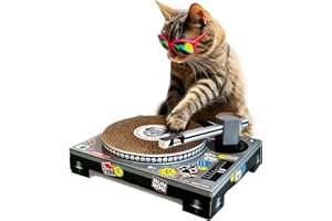 Suck UK | Cat Scratcher | Dj Cat Scratch Turntable | Cardboard Cat House | Cat Scratch Pad | Cat Scratcher House & Cat Playhouse | Novelty Interactive Cat Toys For Indoor Cats | Funny Cat Accessories