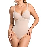 BRABIC Shapewear Bodysuits for Women Tummy Control Shapewear Seamless Backless V-Neck Tops with Built-in Bra