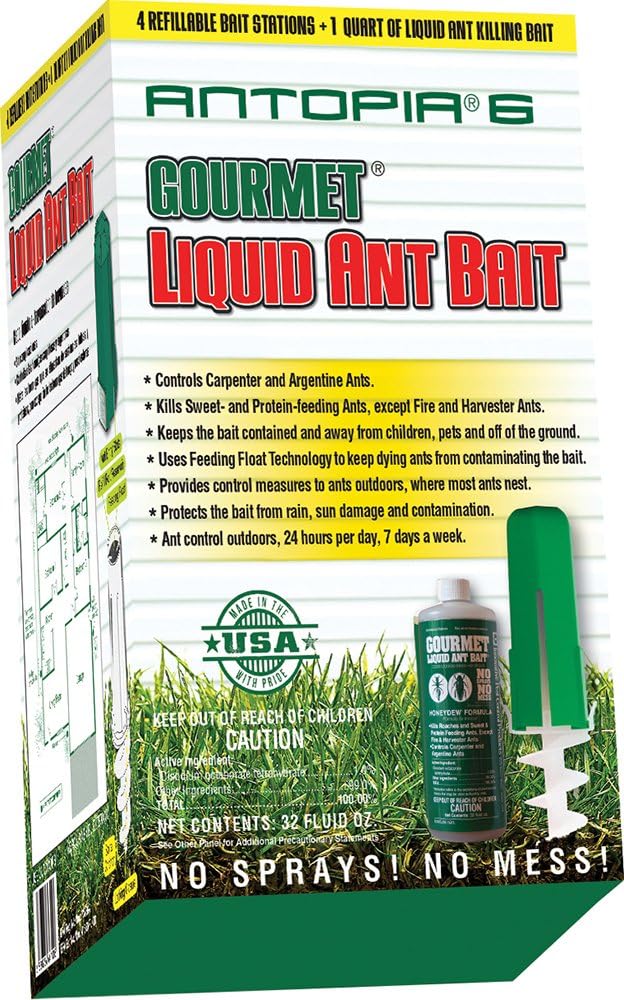 Antopia Ant Control Kit with 4 Bait Stations and 1 Quart Gourmet Liquid Ant Bait